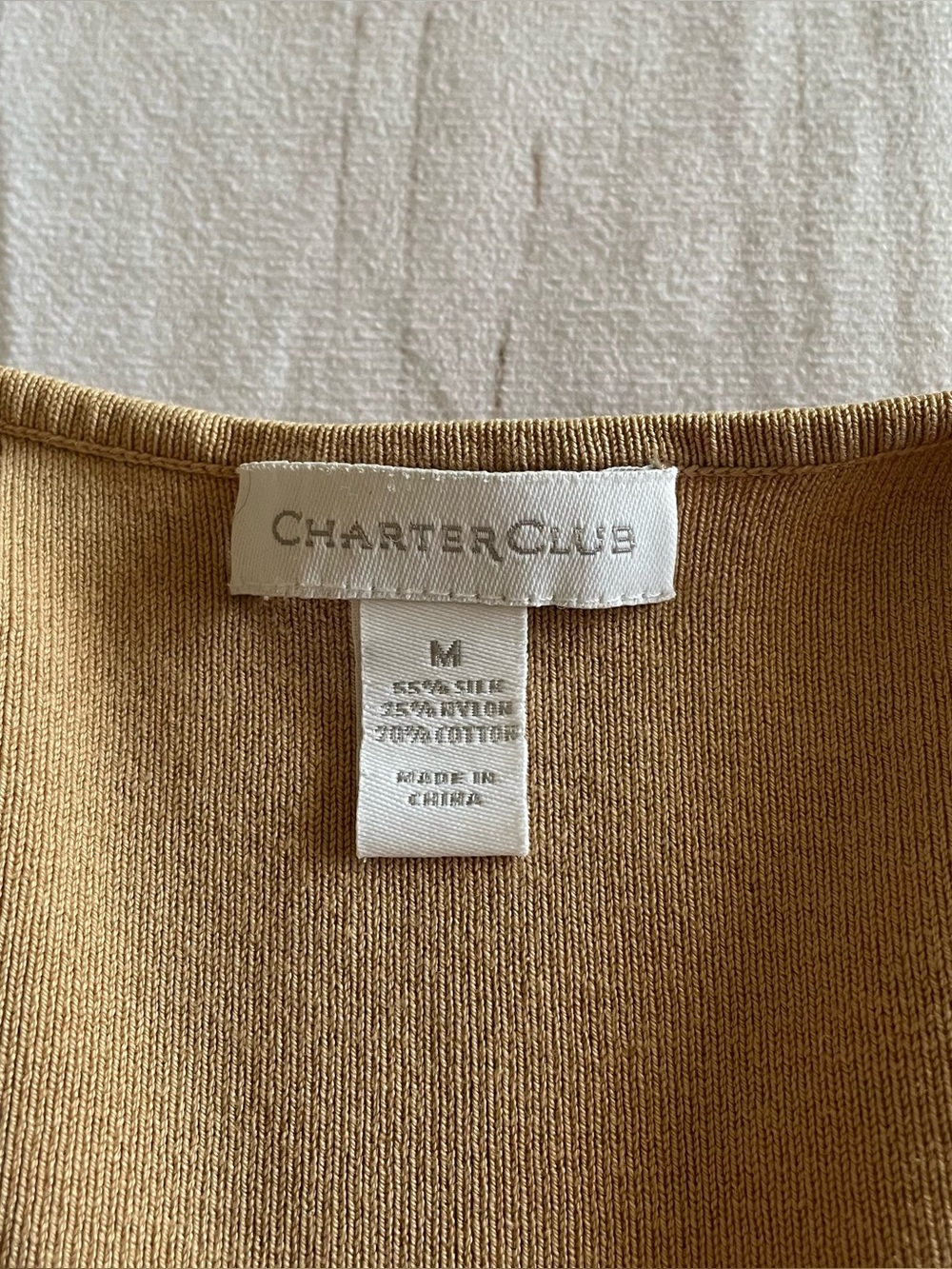 Charter Club Button Front Cardigan Jumper Women’s M Tan Silk Cotton Blend Preppy - Picture 5 of 10